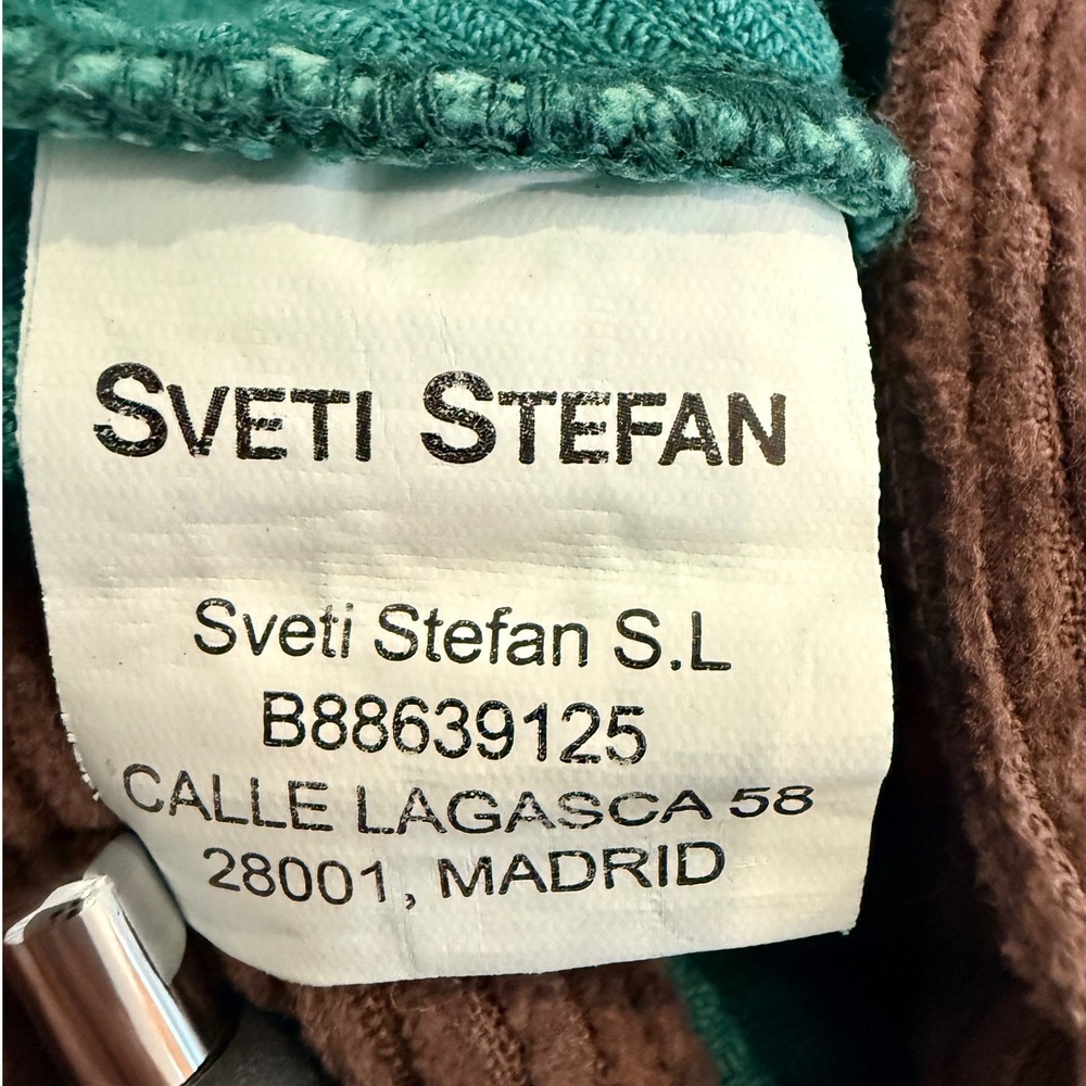 Sveti Stefan Green Colorblock Corduroy Wide Leg High Rise Trousers Size US 4 - Picture 2 of 10